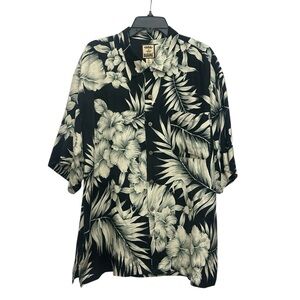 Tommy Bahama Silk Hawaiian Print Button Up Shirt Size XL Short Sleeve Tropical